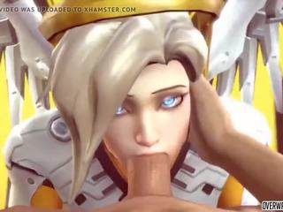 Muhteşem mercy itibaren overwatch alır için emmek üzerinde büyük putz güzelce